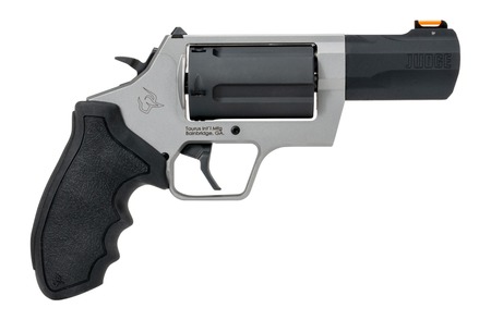 [725327639305] Taurus 2-JUDGE35 Judge  45 Long Colt/410 Gauge 5 Shot 3" Stainless Steel Barrel  &  Frame, Black Stainless Steel Cylinder, Black Rubber Grip, Transfer Bar Safety