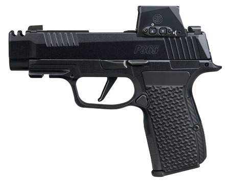 [798681741045] Sig Sauer  P365 AXG LUXE w/Optic Micro-Compact 380 ACP 12+1 3.10" Black Barrel, Black Pearlescent Cerakote Stainless Steel Integrated Compensator/Optic Ready/Serrated Slide, Black Frame w/Picatinny Ra