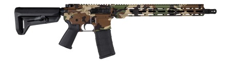 [810188103055] Shark Coast Tactical 300-257-1000-54CC Woodland Camo  5.56 NATO 10+1 16" Black Nitride Barrel, M-81 Woodland Camo Hydro-Dip Aluminum Receiver w/Picatinny Rail, M-LOK Handguard, Black Polymer Stock  &  G