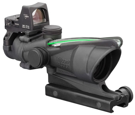 [719307311800] Trijicon 100552 ACOG Combo 4x 32mm Obj 36.80 ft @ 100 yds FOV Matte Black Finish Dual Illuminated Green Crosshair 223 Ballistic, RMR Type 2 3.25 MOA