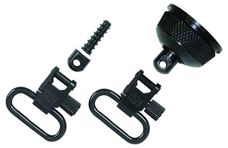 [043699180028] Uncle Mike's 18002 Mag Cap Swivel Set made of Steel with Blued Finish, 1" Loop Size  &  Quick Detach Style for 12 Gauge Remington 870 Express with Wood Stock Includes Two Super Swivels