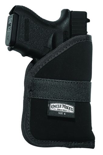 [043699874446] Uncle Mike's 87444 Inside The Pocket Holster Open Top Size 04 Black Nylon Pocket Fits Subcompact 9/40 Auto Right Hand