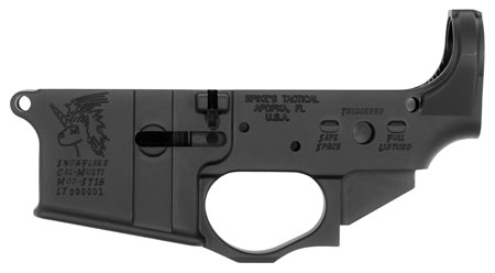 [815648026219] Spikes STLS030 Snowflake Stripped Lower Receiver Multi-Caliber 7075-T6 Aluminum Black Anodized for AR-15