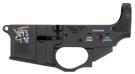 [815648027353] Spikes STLS030CFA Snowflake Stripped Lower Receiver Multi-Caliber 7075-T6 Aluminum Black Anodized with Color Fill for AR-15
