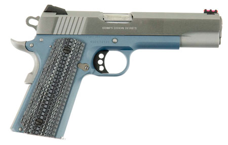 [098289111654] Colt Mfg O1072CCSBT 1911 Competition 9mm Luger Caliber with 5" National Match Barrel, 9+1 Capacity, Blue Titanium Finish Frame, Serrated Stainless Steel Slide, Gray G10 Grip  &  70 Series Firing System