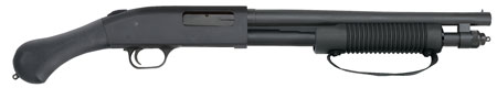 [015813506571] Mossberg 50657 590 Shockwave 20 Gauge 5+1 3" 14.375" Heavy Barrel, Blued Metal Finish, Dual Extractors, Drilled  &  Tapped Receiver, Corncob Forend w/Strap,  Raptor Birdshead Grip Stock
