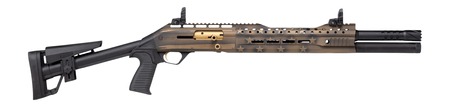 [869325000221] Panzer Arms PAEG240TSBBUSFC 240 12 Gauge Semi-Auto 3" 5+1 18.50" Black Ported Barrel, Black  &  Bronze US Flag Cerakote w/Gold Accents Aluminum Receiver w/Picatinny Rail, Black Skeleton Stock w/Pistol G