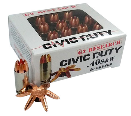 [851412006209] G2 Research G00620 Civic Duty  40S&W 122gr Copper Expansion Projectile 20 Per Box/25 Case
