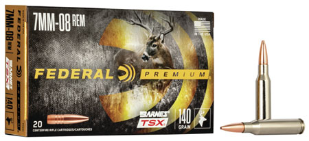 [029465099060] Federal P708C Premium  7mm-08Rem 140gr Barnes TSX 20 Per Box/10 Case
