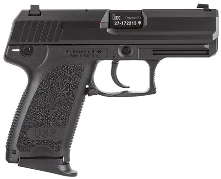 [642230261525] HK 81000329 USP V1 Compact 9mm Luger 13+1 3.58" Black Polygonal Rifled Barrel, Black Serrated Slide, Black Polymer Frame, Black Polymer Grip, Ambidextrous