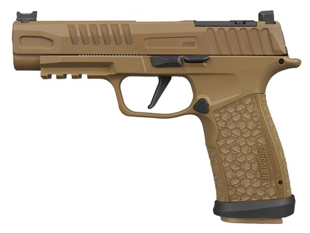 [798681747924] Sig Sauer 365XF9CFO P365 Fuse 9mm Luger 17+1 21+1 4.30" Black Barrel, Coyote Cerakote Stainless Steel Optic Ready/Serrated Slide  &  Frame w/Picatinny Rail, Interchangeable Backstrap Grip