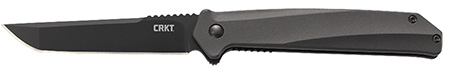 [794023950007] CRKT K500GKP Helical  3.52" Folding Tanto Plain Black Oxide D2 Steel Blade/ Black Aluminum Handle Includes Pocket Clip