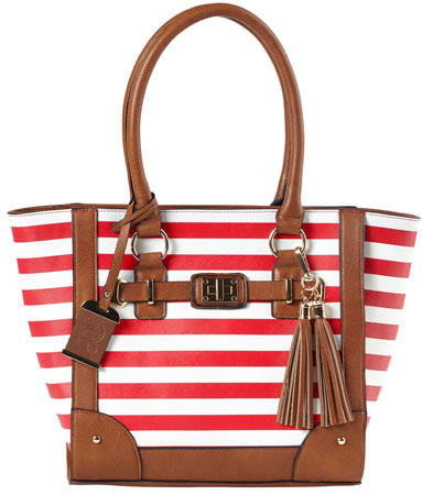 [672352011517] Bulldog BDP051 Tote Purse w/Holster Cherry Stripe Leather Most Sm Pistols  &  Revolvers Right Hand