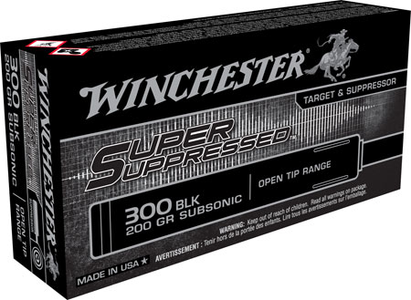[020892224483] Winchester Ammo SUP300BLK Super Suppressed  300Blackout 200gr Open Tip Range 20 Per Box/10 Case