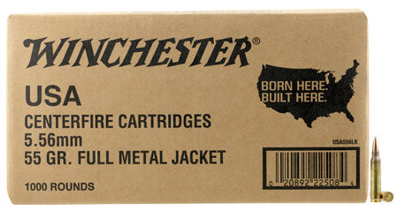 [020892225084] Winchester Ammo WM1931000 USA M193 5.56x45mmNATO 55gr Full Metal Jacket 1000rds *Sold by Case
