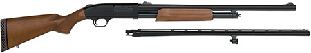 [015813542647] Mossberg 54264 500 Combo Field/Deer 12 Gauge 5+1 3" 24" Slugster/28" Vent Rib Barrel, Dual Extractors,  Blued Metal Finish, Wood Stock, Includes Accu-Set Chokes
