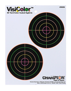 [076683458261] Champion Targets 45826 VisiColor  5" Double Bullseye Paper Self-Adhesive 8.50" x 11" Multi-Color 10 Pack