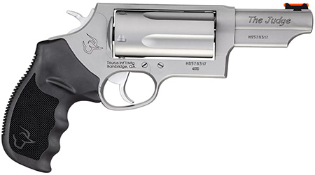 [725327604525] Taurus 2-441039MAG Judge Magnum Compact 45 Colt (LC)/410 Mag 5rd, 3" Matte Stainless Steel Barrel, Cylinder  &  Frame, Black Finger Groove Grip, Exposed Hammer