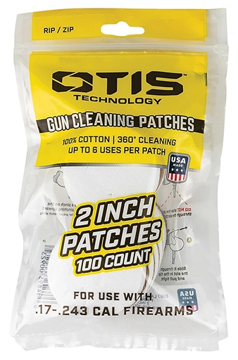 [014895009239] Otis FG918100 Small Caliber Cleaning Patches 17-22 Cal Rimfire Pistol/Rifle Cotton Pkg of 100