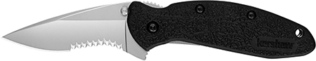 [087171162102] Kershaw 1620ST Scallion  2.40" Folding Drop Point Part Serrated Bead Blasted 420HC SS Blade Black Glass-Filled Nylon  Handle Includes Pocket Clip