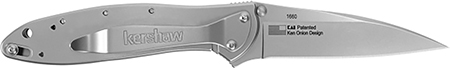 [087171166001] Kershaw 1660 Leek  3" Folding Drop Point Plain Bead Blasted 14C28N Steel Blade, Bead Blasted 410 Stainless Steel Handle Includes Pocket Clip