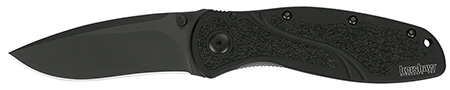 [087171167008] Kershaw 1670BLK Blur  3.40" Folding Drop Point w/Recurve Plain Black DLC 14C28N Steel Blade Black Anodized Aluminum Handle Includes Pocket Clip