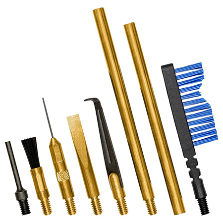 [014895009321] Otis FG932 Brass Scraper Tool Set MSR/AR Multi-Caliber Pieces Brass Nylon Bristles