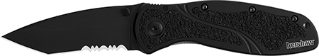 [087171167602] Kershaw 1670TBLKST Blur  3.40" Folding Tanto Part Serrated Black DLC 14C28N Steel Blade Black Anodized Aluminum Handle Includes Pocket Clip
