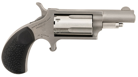 [744253001857] North American Arms 22MGRCHSS Mini-Revolver Carry Combo 22 WMR 5 Shot 1.63" Barrel, Stainless Steel Barrel/Cylinder/Frame, Black Rubber Grip, Includes Exclusive Holster Package