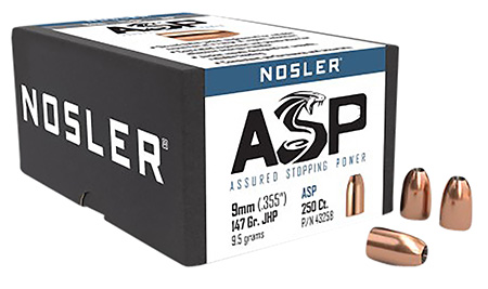 [054041432580] Nosler 43258 Assured Stopping Power  9mm 147gr Jacketed Hollow Point 250/Box