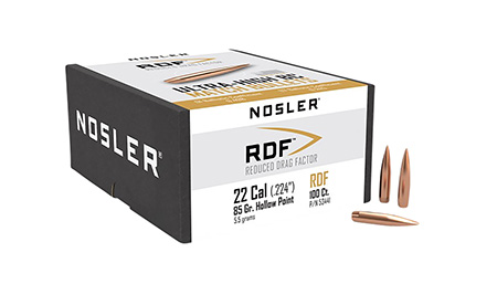 [054041534413] Nosler 53441 RDF Match 22Cal 85gr Hollow Point Boat Tail 100/Box