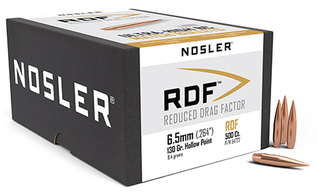 [054041547222] Nosler 54722 RDF Match 6.5Creedmoor 130gr Hollow Point Boat Tail 500/Box