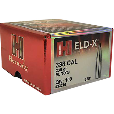 [090255332100] Hornady 33210 ELD-X  338 Cal .338 230 gr Extremely Low Drag eXpanding 100 Per Box/ 15 Case