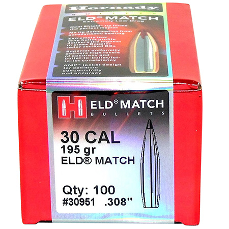 [090255309515] Hornady 30951 ELD Match  30 Cal .308 195 gr Extremely Low Drag Match 100 Per Box/ 15 Case