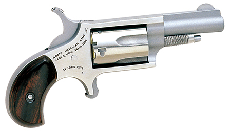 [744253000010] North American Arms 22LLR Mini-Revolver  22 LR 5 Shot 1.63" Stainless Steel Barrel, Frame  &  Cylinder, Rosewood Birdshead Grip Exposed Hammer