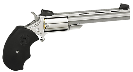 [744253000638] North American Arms MMTL Mini-Master *CA Compliant 22 LR 5 Shot 4" Stainless Steel Vent Rib Barrel, Stainless Steel Frame, Stainless Cylinder, Black Finger Grooved Rubber Grip, Exposed Hammer