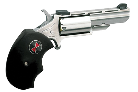 [744253000430] North American Arms BWM Black Widow  22 WMR 5 Shot 2" Stainless Steel Vent Rib Barrel, Stainless Steel Frame, Stainless Cylinder, Black Finger Grooved Rubber Grip, Exposed Hammer
