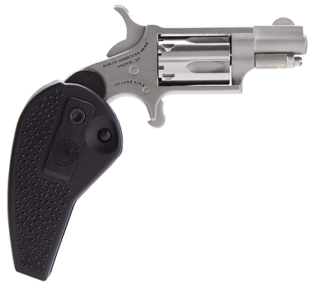 [744253000492] North American Arms 22LRHG Mini-Revolver  22 LR 5 Shot 1.13" Stainless Barrel, Frame  &  Cylinder, Black Synthetic Holster Grip, Exposed Hammer