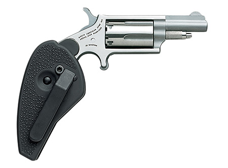 [744253000904] North American Arms 22MHG Mini-Revolver  22 WMR 5 rd 1.63" Barrel, Overall Stainless Steel Finish, Black Synthetic Holster Grip