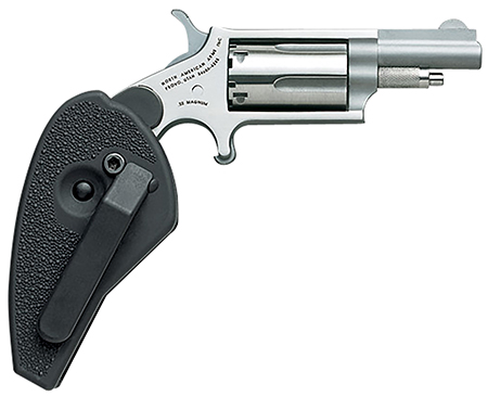 [744253000911] North American Arms 22MCHG Mini-Revolver  22 LR or 22 WMR 5 rd 1.63" Barrel, Overall Stainless Steel Finish, Black Synthetic Holster Grip Includes Cylinder