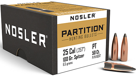 [054041163170] Nosler 16317 Partition  25Cal 100gr Spitzer 50/Box
