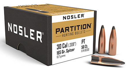 [054041163309] Nosler 16330 Partition  30Cal 165gr Spitzer 50/Box
