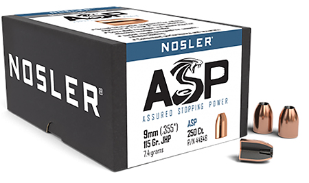 [054041448482] Nosler 44848 Assured Stopping Power  9mm 115gr Jacketed Hollow Point 250/Box