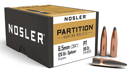 [054041163200] Nosler 16320 Partition  6.5 Creedmoor 125gr Partition Spitzer 50/Box
