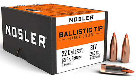 [054041395601] Nosler 39560 Ballistic Tip  22Cal 55gr Spitzer Point 250/Box