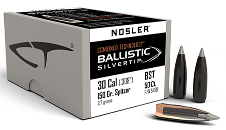 [054041511506] Nosler 51150 Ballistic Silvertip  30Cal 150gr Spitzer 50/Box