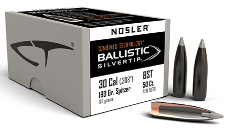 [054041511704] Nosler 51170 Ballistic Silvertip  30Cal 180gr Spitzer Point 50/Box