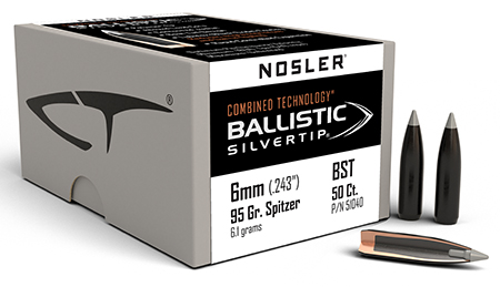 [054041510400] Nosler 51040 Ballistic Silvertip  6mm 95gr Spitzer Point 50/Box