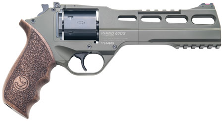 [8053800940085] Chiappa Firearms CF340282 Rhino 60SAR SAO 357 Mag 6rd 6" Blued Cylinder OD Green Steel Barrel OD Green Cerakote Aluminum Frame with Walnut Grip