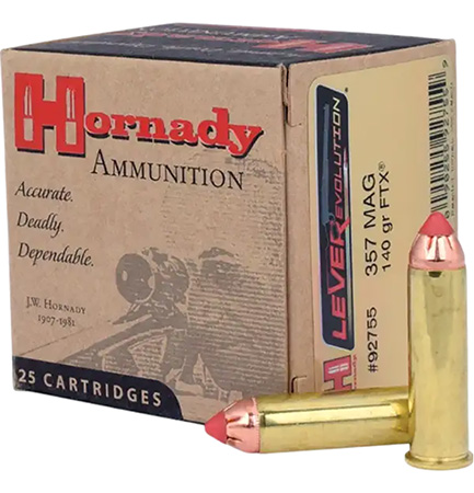 [090255927559] Hornady 92755 LEVERevolution  357Mag 140gr Hornady Flex Tip eXpanding 25 Per Box/10 Case